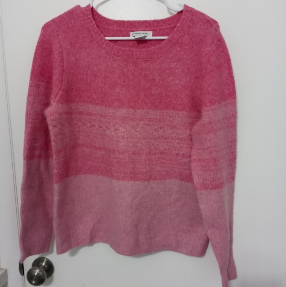 Cupcakes and cashmere contrasting pink long sleeve Soft stretch Sweater M
